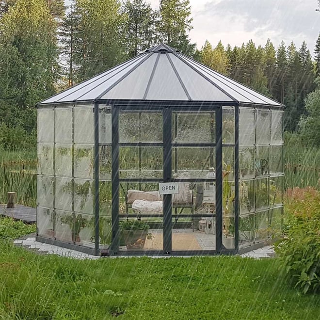 Maze 12 Oasis Hex Greenhouse - Grey Frame