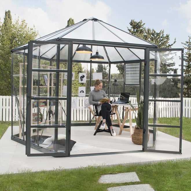 Maze 12 Oasis Hex Greenhouse - Grey Frame