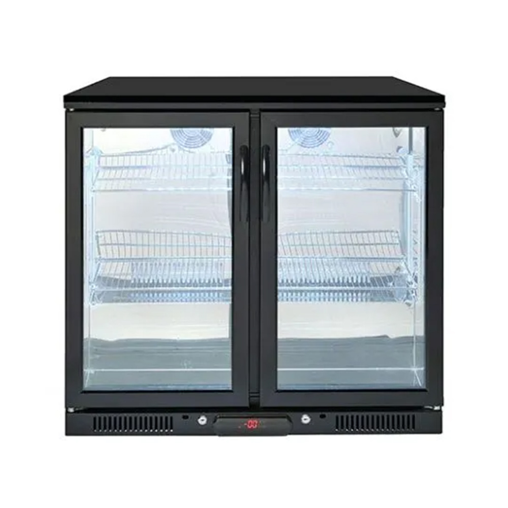 CROSSRAY Double Door Black 208L Fridge