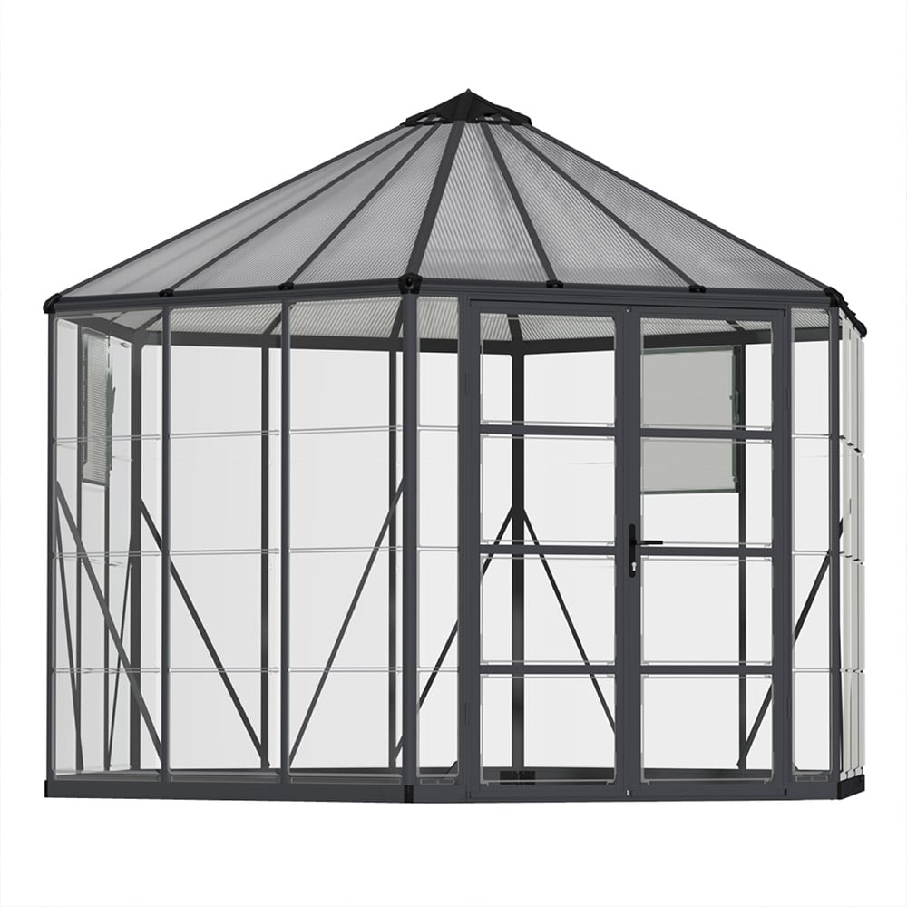 Maze 12 Oasis Hex Greenhouse - Grey Frame