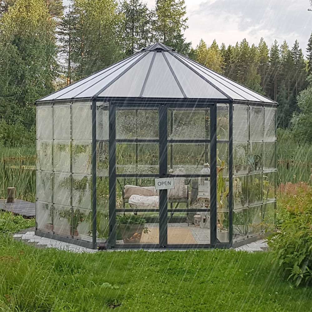 Maze 12 Oasis Hex Greenhouse - Grey Frame