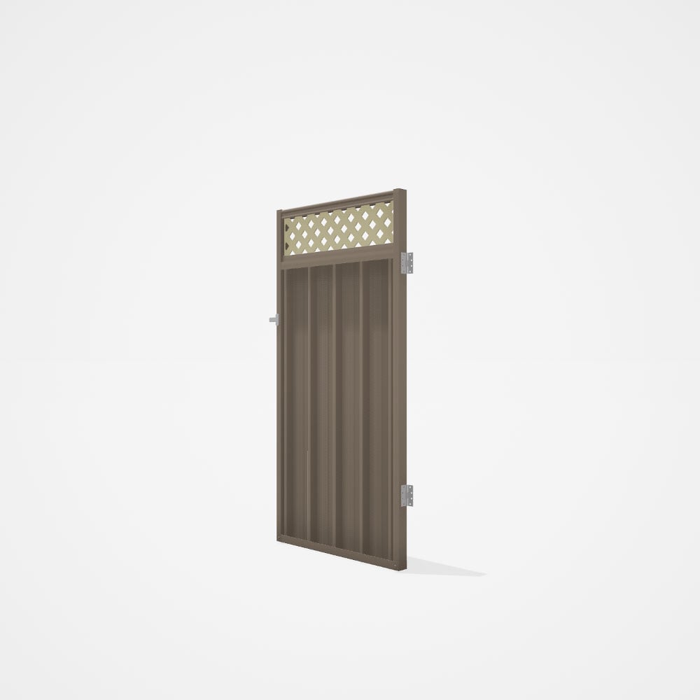 Good Neighbour® Superdek® Screen Top Single Gate Premium .35 BMT 1.8m High Sheet: Beige, Frame: Beig